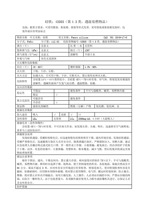 硅铁理化特性表