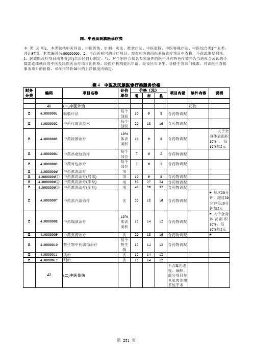 河北医疗服务项目价格表