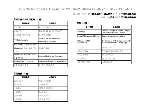 国立台湾师范大学艺术学院认可之教师专著升等国内外