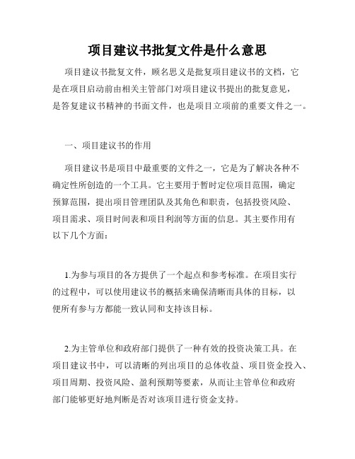 项目建议书批复文件是什么意思