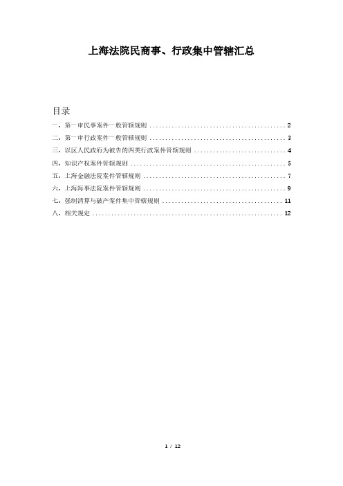 上海法院民商事、行政管辖规则汇总