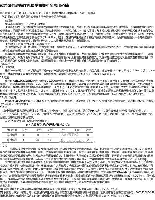 超声弹性成像在乳腺癌筛查中的应用价值