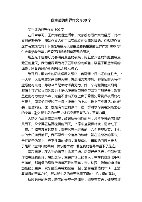 我生活的世界作文800字