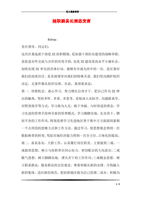 挂职副县长表态发言