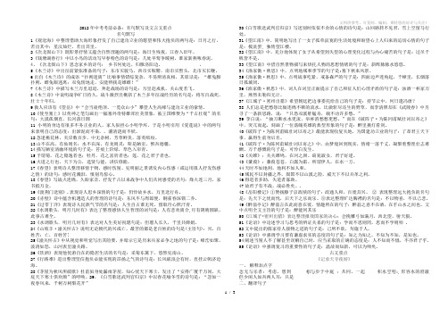 2012年中考语文考前必备资料：古诗文默写及文言文重点