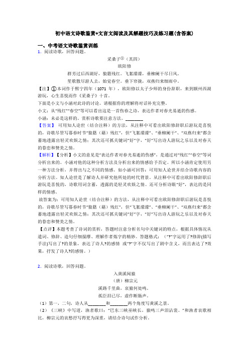 初中语文诗歌鉴赏+文言文阅读及其解题技巧及练习题(含答案) (6)