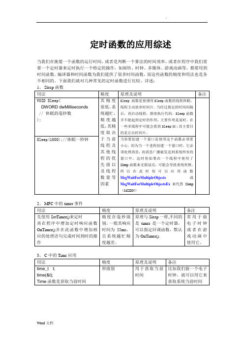 定时函数的应用综述