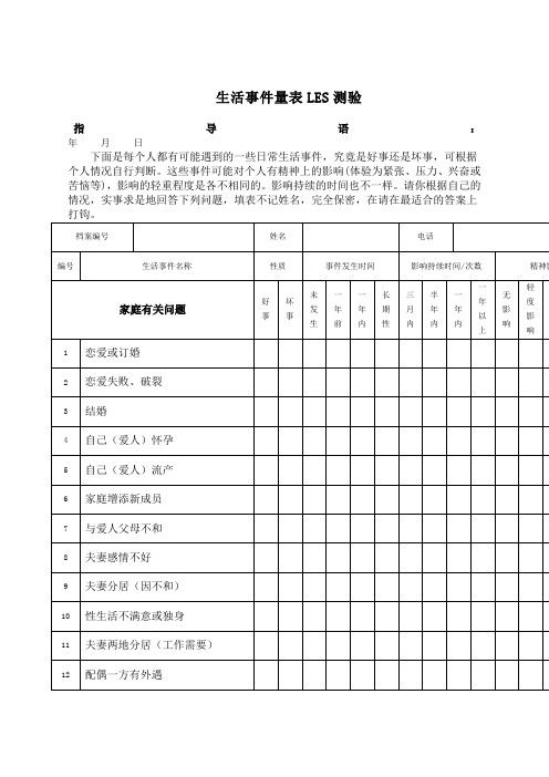 生活事件量表LES版