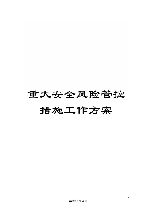重大安全风险管控措施工作方案