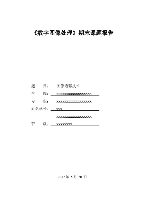 《图像增强技术》数字图像期末课题报告