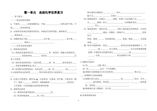 初中化学单元复习要点