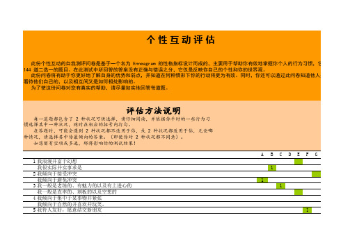 九型人格测试题(全144题)