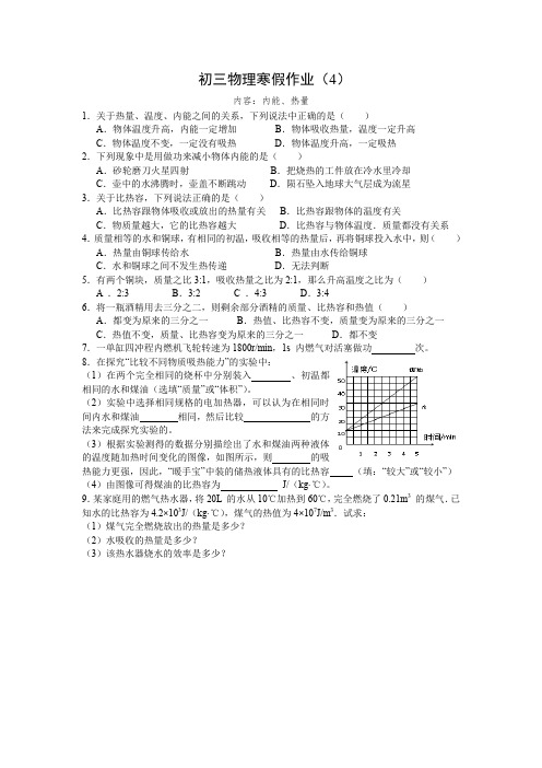 初三物理寒假作业(4)