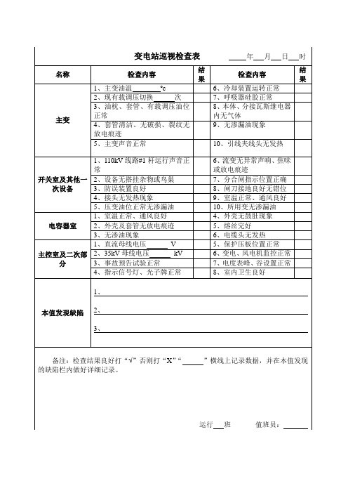 变电站巡视检查表