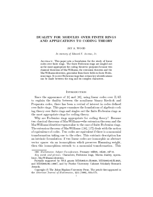 Duality for modules over finite rings and applications to coding theory