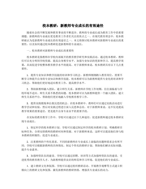 校本教研：新教师专业成长的有效途径