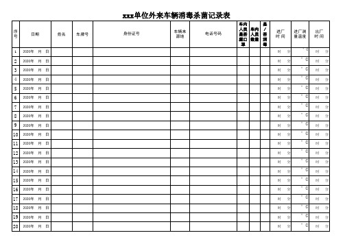 外来车辆消毒记录表