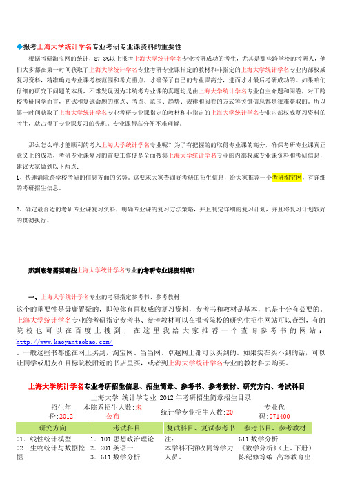 上海大学统计学专业考研真题-考研资料-参考书-教材-考研淘宝