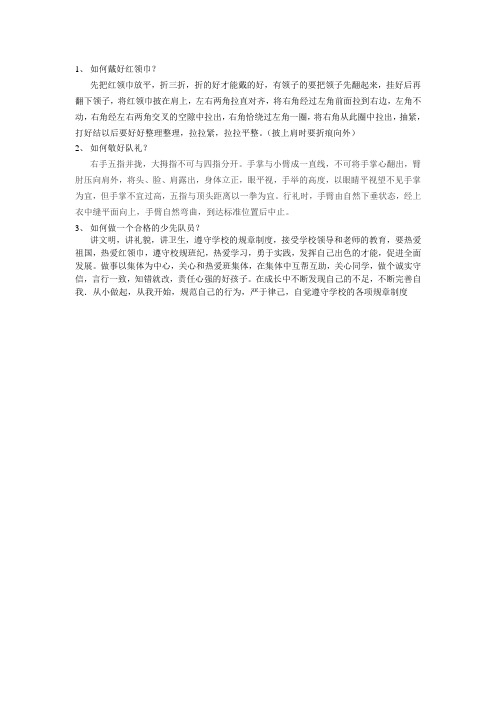 如何戴好红领巾、如何敬队礼,如何做一名合格的少先队员