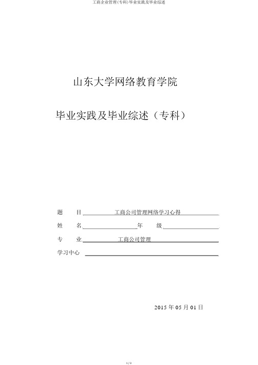 工商企业管理(专科)毕业实践及毕业综述