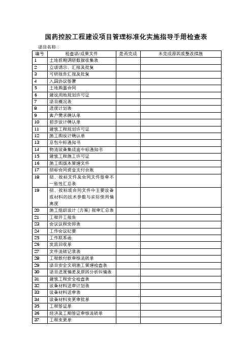 标准化检查表