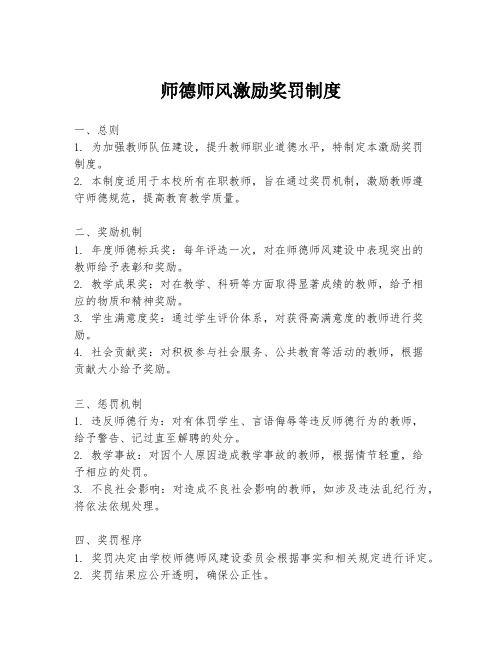 师德师风激励奖罚制度