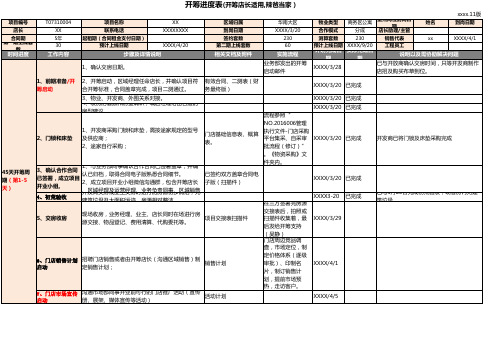 最新酒店开筹进度表范本