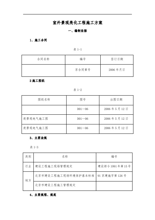 室外景观亮化工程施工方案