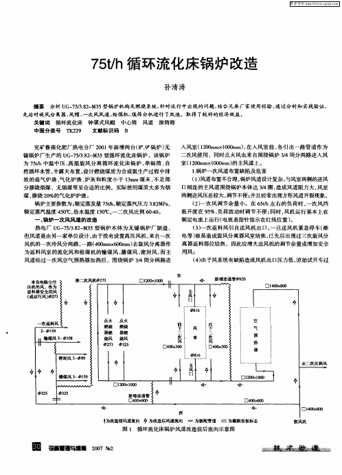 75t／h循环流化床锅炉改造