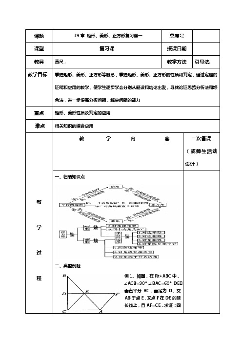 矩形菱形正方形复习课电子版教案