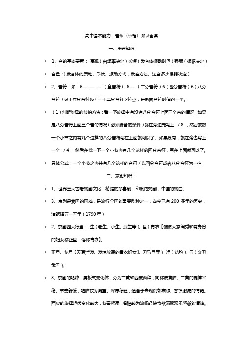 基本能力音乐乐理知识全集