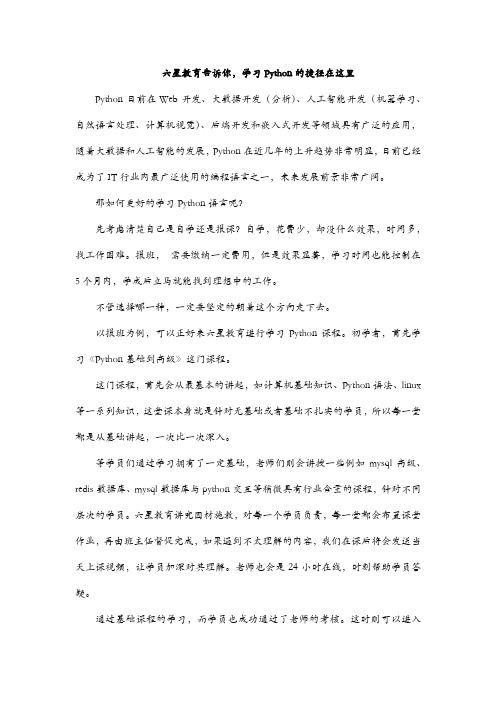 六星教育告诉你,学习Python的捷径在这里