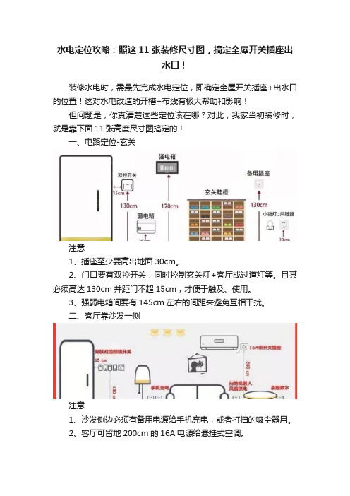 水电定位攻略：照这11张装修尺寸图，搞定全屋开关插座出水口！