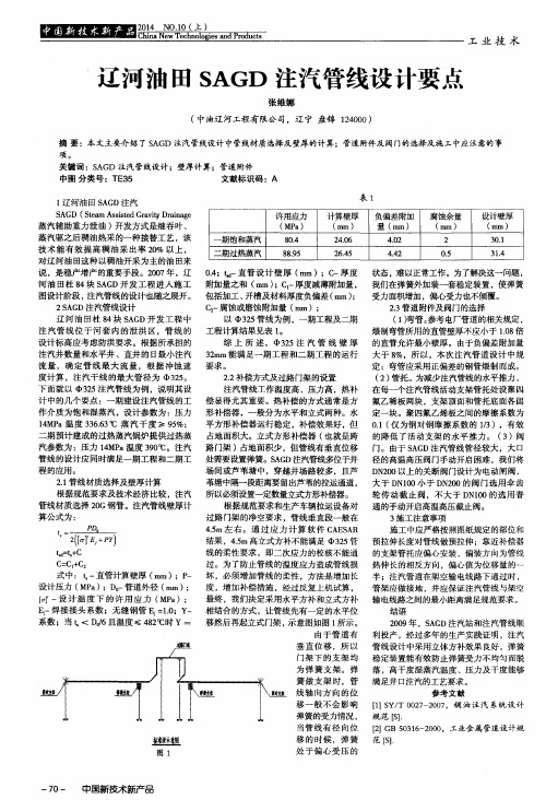 辽河油田SAGD注汽管线设计要点