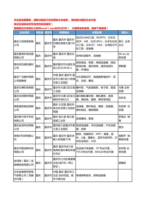 2020新版重庆市连接器工商企业公司名录名单黄页大全58家