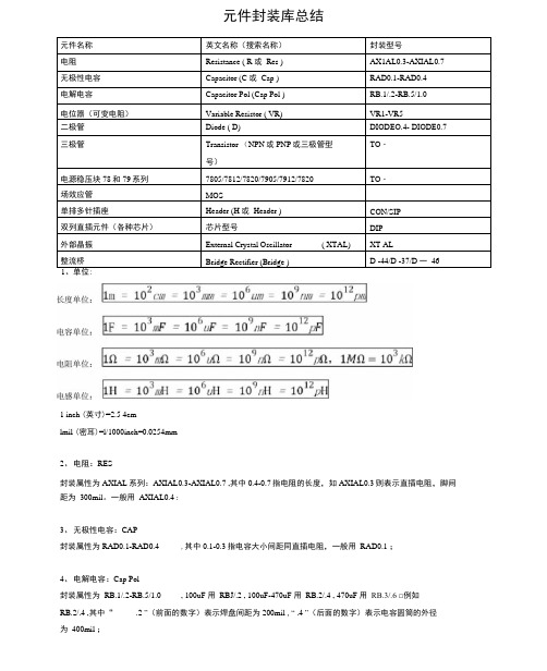 AD元件封装库总结计划x