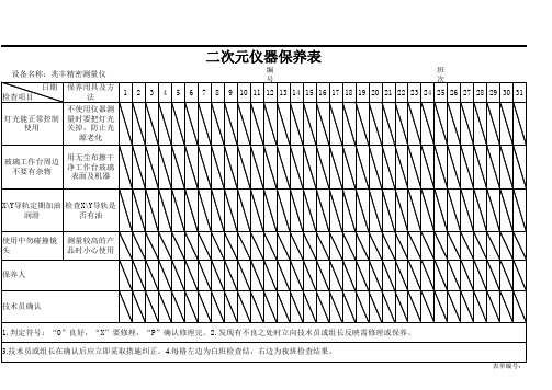 二次元仪器保养表