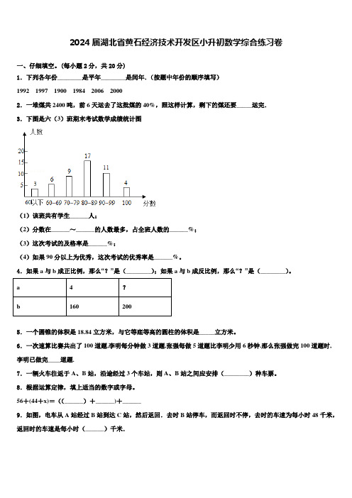 2024届湖北省黄石经济技术开发区小升初数学综合练习卷含解析