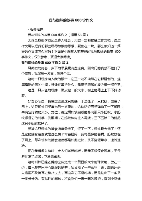 我与蜘蛛的故事600字作文