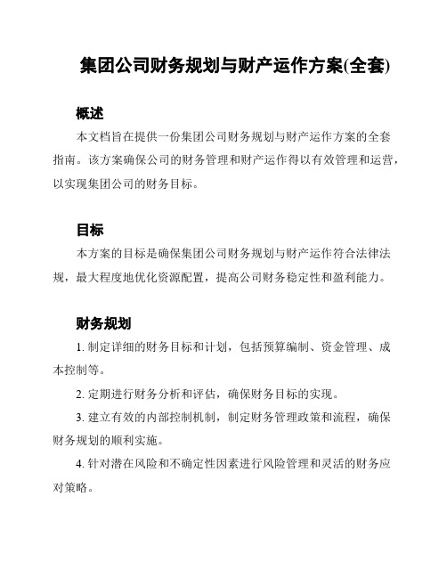 集团公司财务规划与财产运作方案(全套)