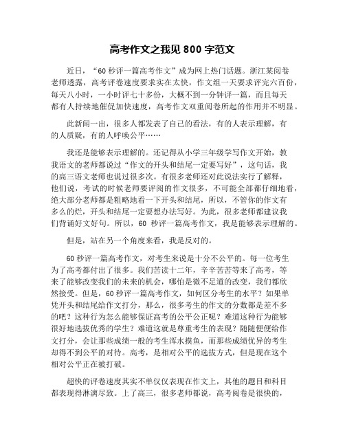高考作文之我见800字范文