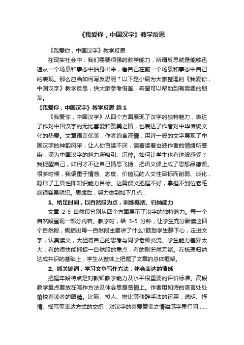 《我爱你，中国汉字》教学反思