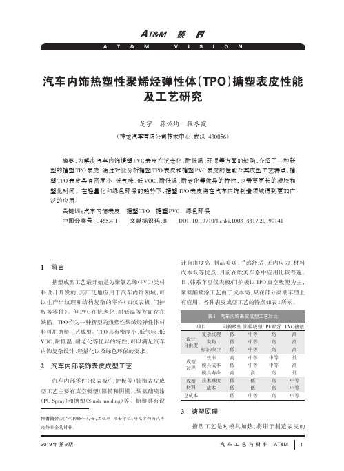 汽车内饰热塑性聚烯烃弹性体(TPO)搪塑表皮性能及工艺研究