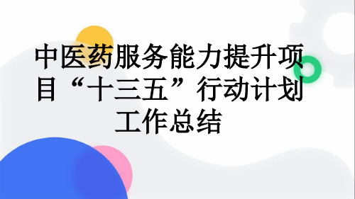 中医药服务能力提升项目“十三五”行动计划工作总结