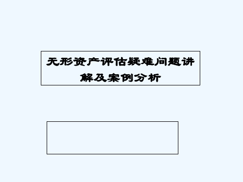 无形资产评估疑难问题讲解及案例分析 PPT