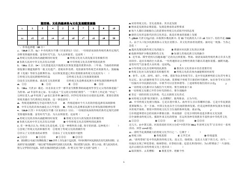 思想政治人教版高中必修3 文化生活(2017年修订)第四课、文化的继承性与文化发展随堂演练
