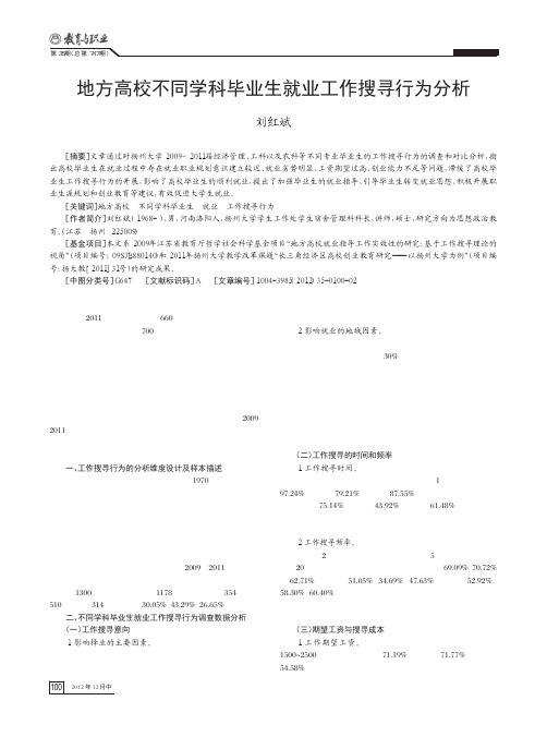 地方高校不同学科毕业生就业工作搜寻行为