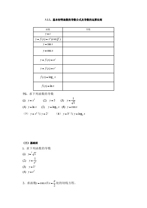 基本初等函数的导数公式及导数的运算法则