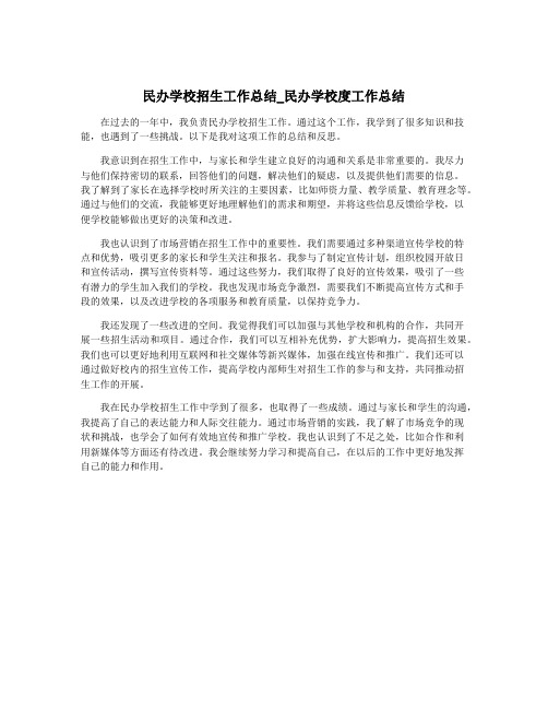 民办学校招生工作总结_民办学校度工作总结