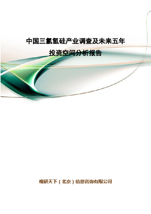 中国三氯氢硅产业调查及未来五年投资空间分析报告